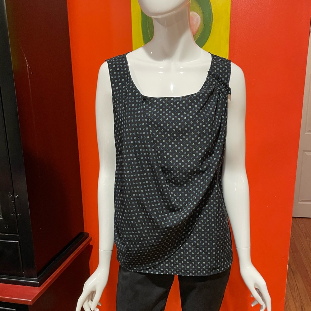 Loft Black Sleeveless Print Blouse Size L Petite